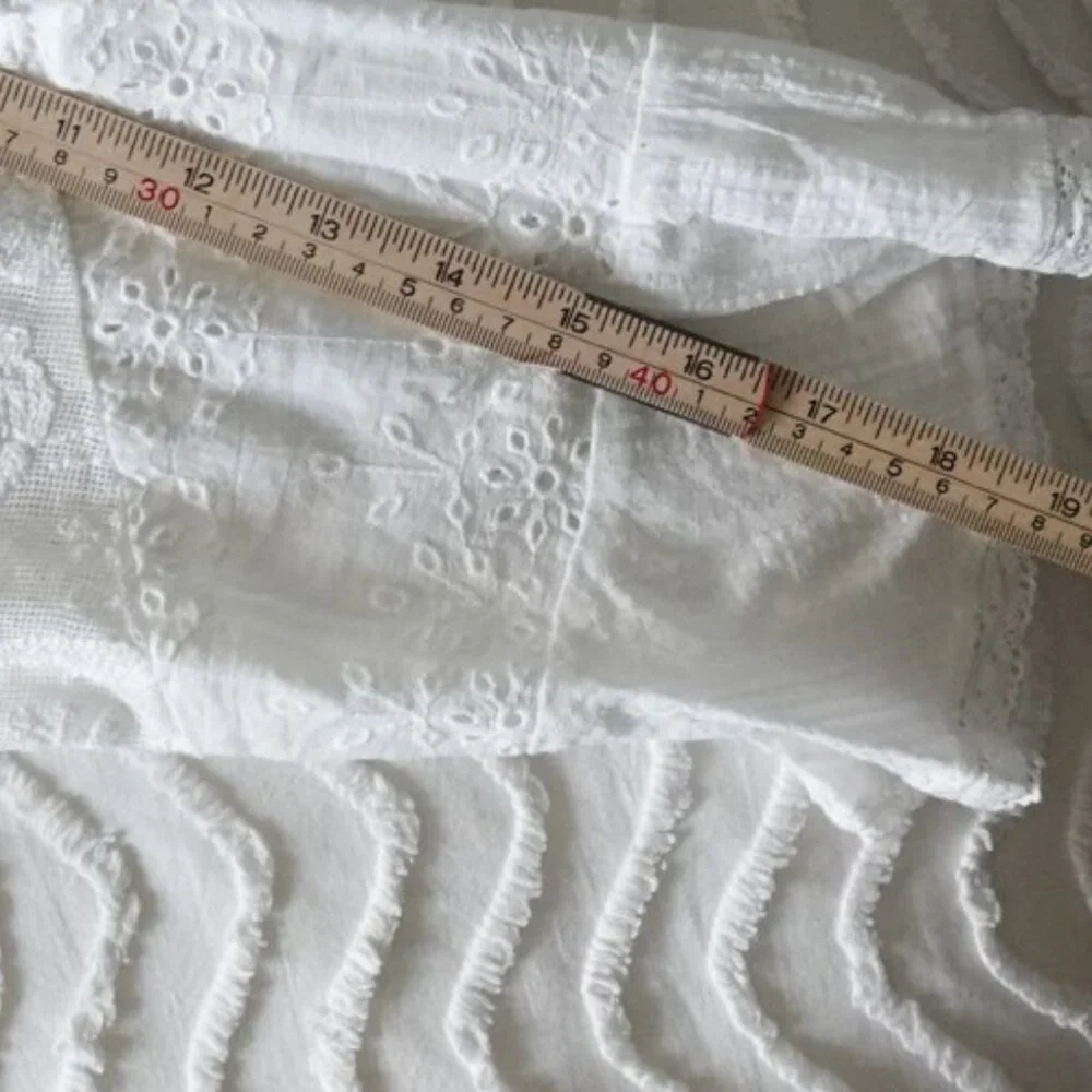 ZARA Broderie Anglaise and Lace XS White Top Embroidered 100% Cotton blouse - Picture 13 of 15